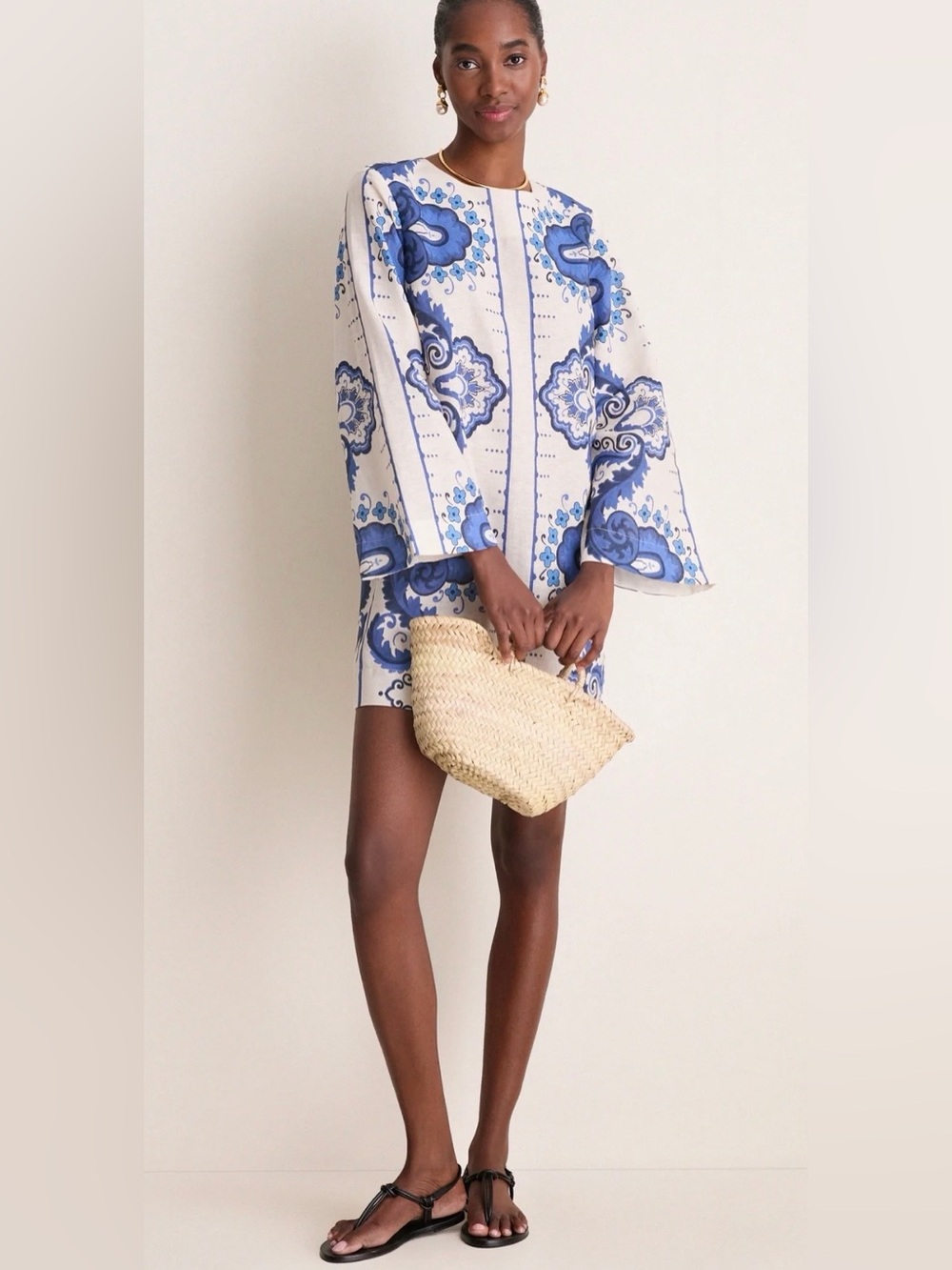 Tuckernuck NWT $228 Ultramarine Medallion Cotton Linen Linden Dress M SOLD OUT